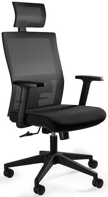 Unique Meble Krzesło biurowe, obrotowe Task czarne z zagłówkiem, ergonomiczne
