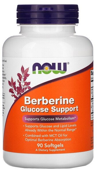 Now Foods Berberine Glucose Support (Wsparcie glukozy, Berberyna) 90 Kapsułek żelowych