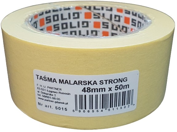 SOLID Taśma Malarska papierowa żółta 48mm 50mb