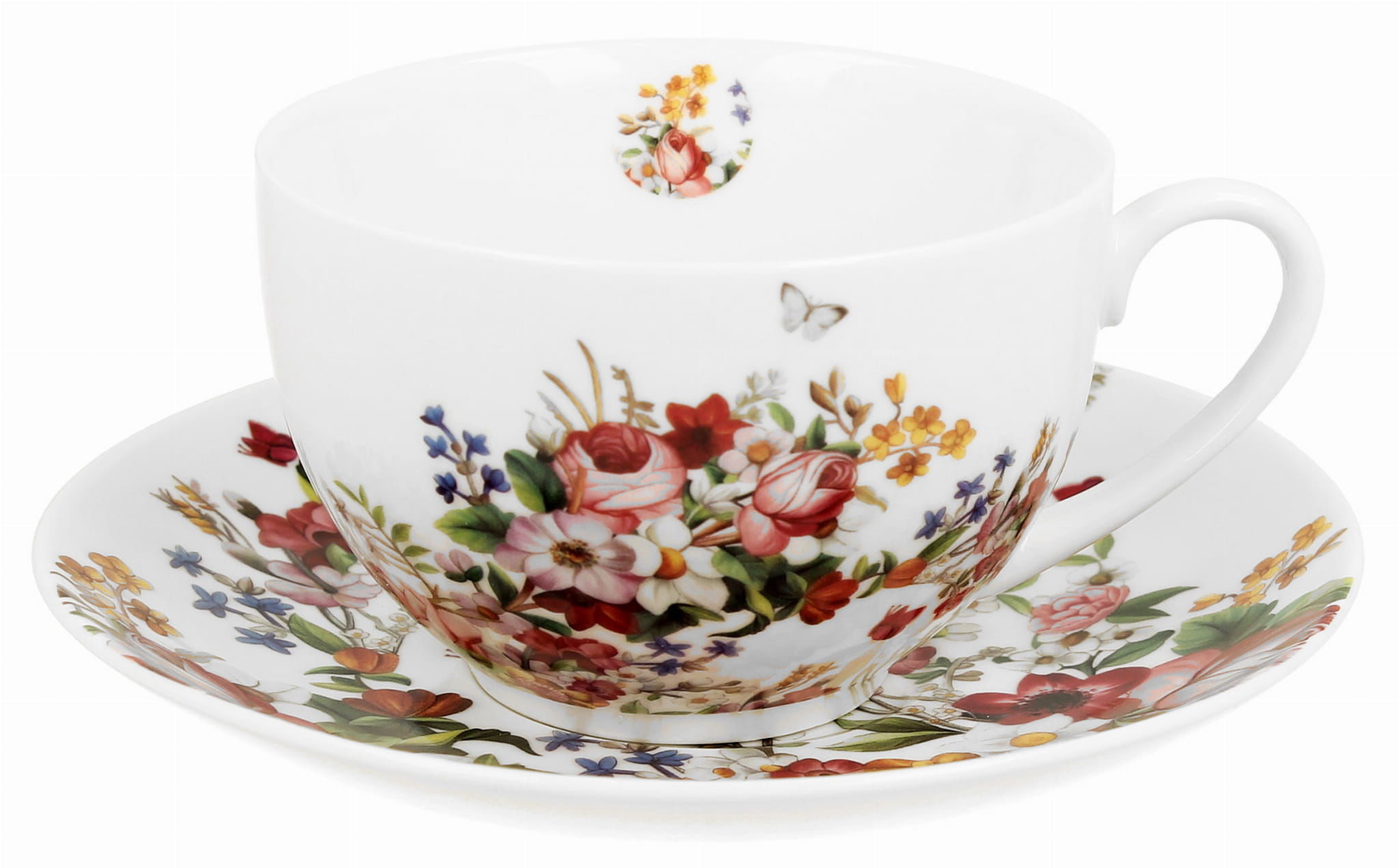 Dystr: justyna ag WHITE FLOWERS FILIŻANKA ZE SPODKIEM 1+1 280ml 922889