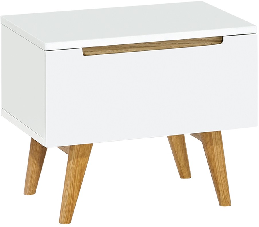 King Home Szafka nocna z szufladą 70x40x45cm King Home Pure biała/dąb 9968