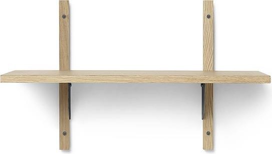 Ferm Living Półka Sector pojedyncza 54 cm jasny dąb z czarnym mosiężnym mocowaniem 1103522859