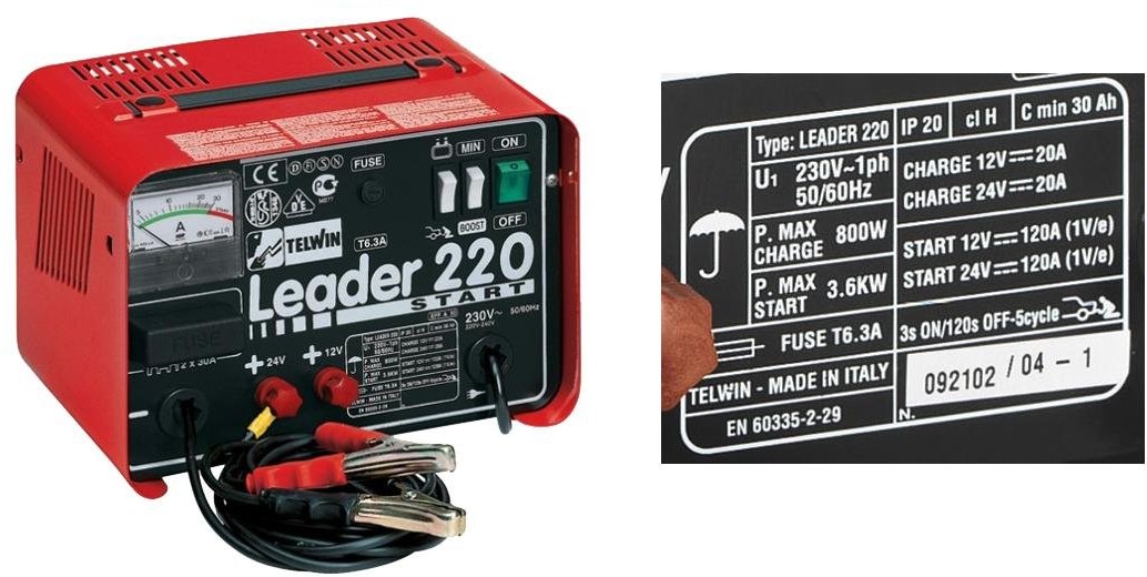 TELWIN Prostownik z rozruchem TELWIN Leader 220 START, 12/24V 20A