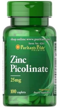 Puritans Pride Pikolinian Cynku 25mg Zinc Picolinate 100 Tabletek