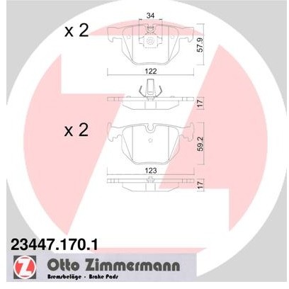 ZIMMERMANN Klocki hamulcowe - komplet 23447.170.1
