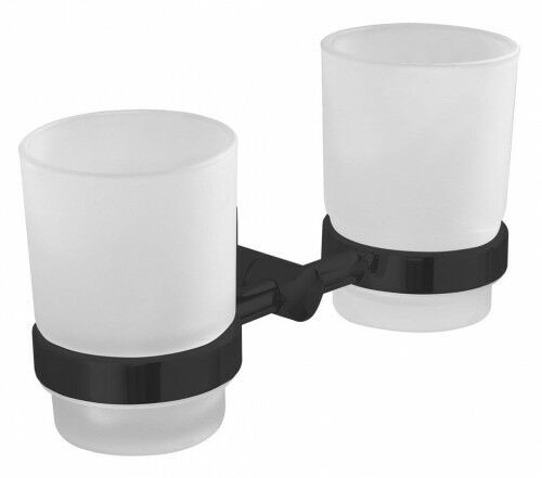 Aqualine Kubek podwójny 15x9,6x10,5 cm szkło mleczne / czarny SAMBA SH/ SB205