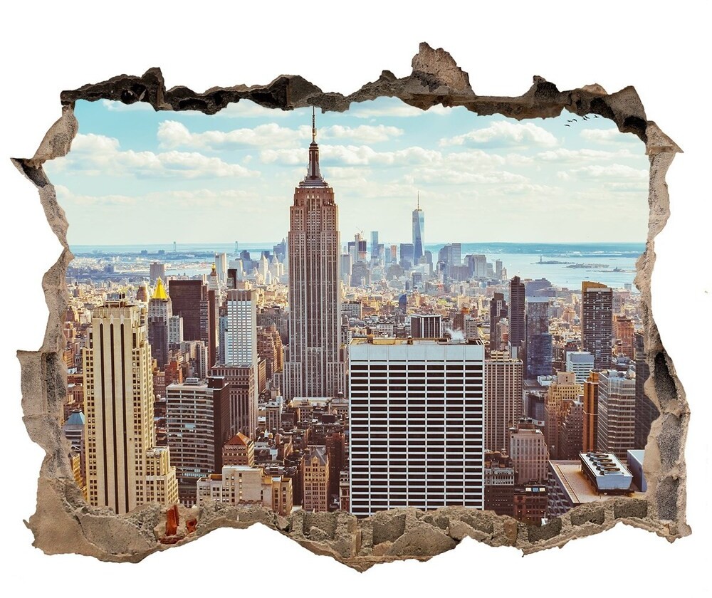 Wallmuralia.pl Fototapeta dziura na ścianę 3d Nowy Jork lot ptaka