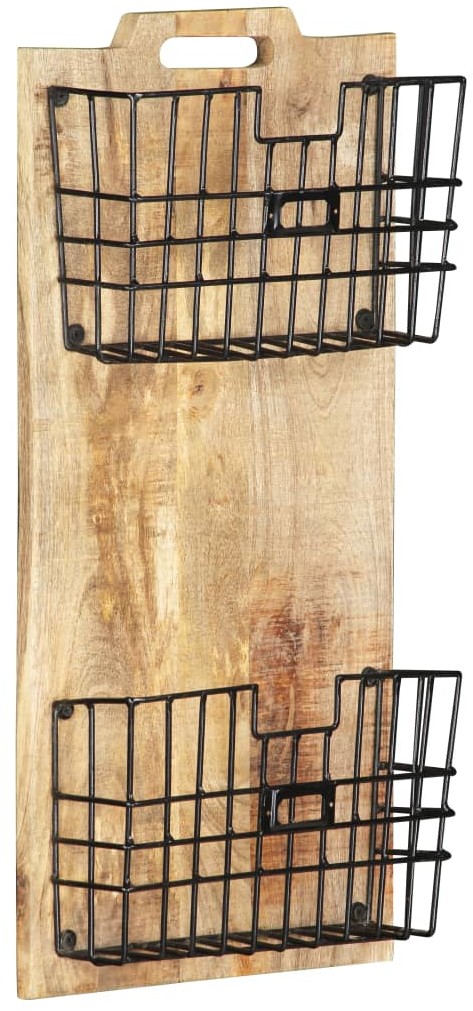 vidaXL Stojak ścienny na gazety, 33x10x67 cm, surowe drewno mango