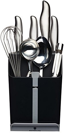 Kitchen Craft Master Class Smart Space komputer wielofunkcyjny All-in-1 blok noży i przybory do telewizora z zamkiem ostrzałka do noży, tworzywo sztuczne, czarna/szara, 14.5 x 15.3 x 20.5 cm MCSPSUTENSIL