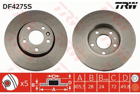TRW Tarcza hamulcowa DF4275S