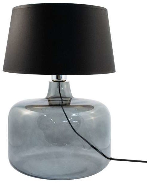 Zuma Line Nocna LAMPKA stojąca BATUMI 5532BKGO szklana LAMPA stołowa czarna grafitowa 5532BKGO