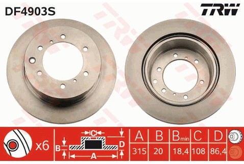 TRW Tarcza hamulcowa DF4903S