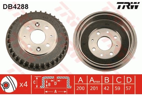 TRW Bęben hamulcowy DB4288