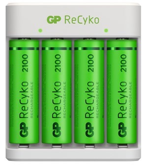 GP ReCyko standardoplader E411 inkl. 4 stk. AA 21 202233