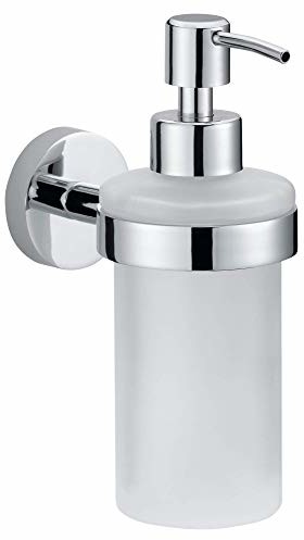 TESA dozownik mydła smooz-zestaw (chromowany, szkło satynowane butelka (200ML, roztwór wielokrotnego napełniania) w zestawie, 170 MM X 70 MM X 126 MM)