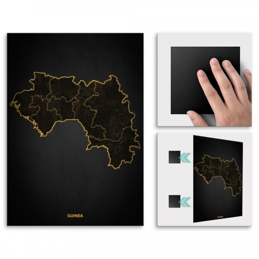 Pix4home Plakat metalowy Mapa City Lights Gwinea L POS-L-04252