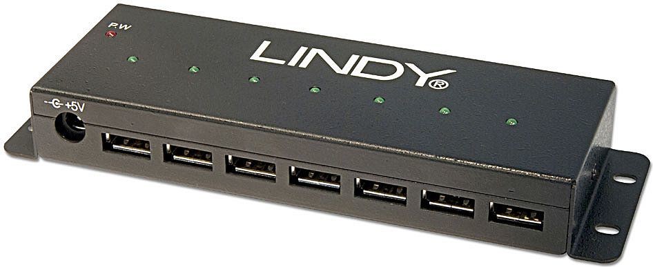 HUB USB LINDY USB 2.0 Metall Hub 7 Port mit Euro Netzteil 42794