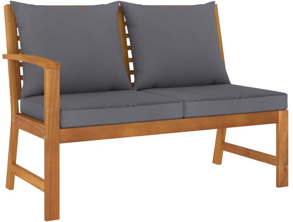 vidaXL Ławka ogrodowa, 114,5 cm, ciemnoszare poduszki, drewno akacjowe 311837