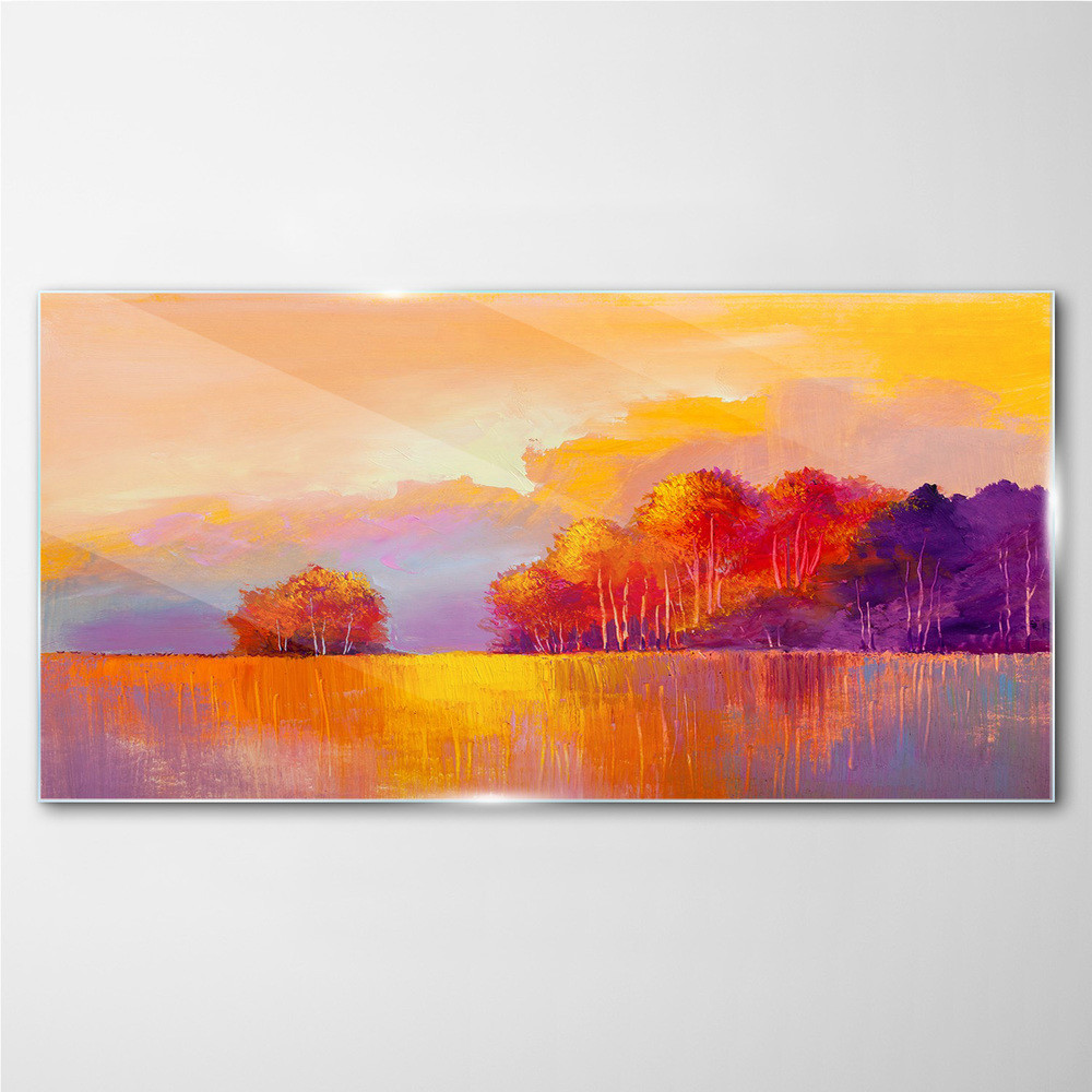 PL Coloray Obraz na Szkle Malarstwo las jesień przyroda 140x70cm