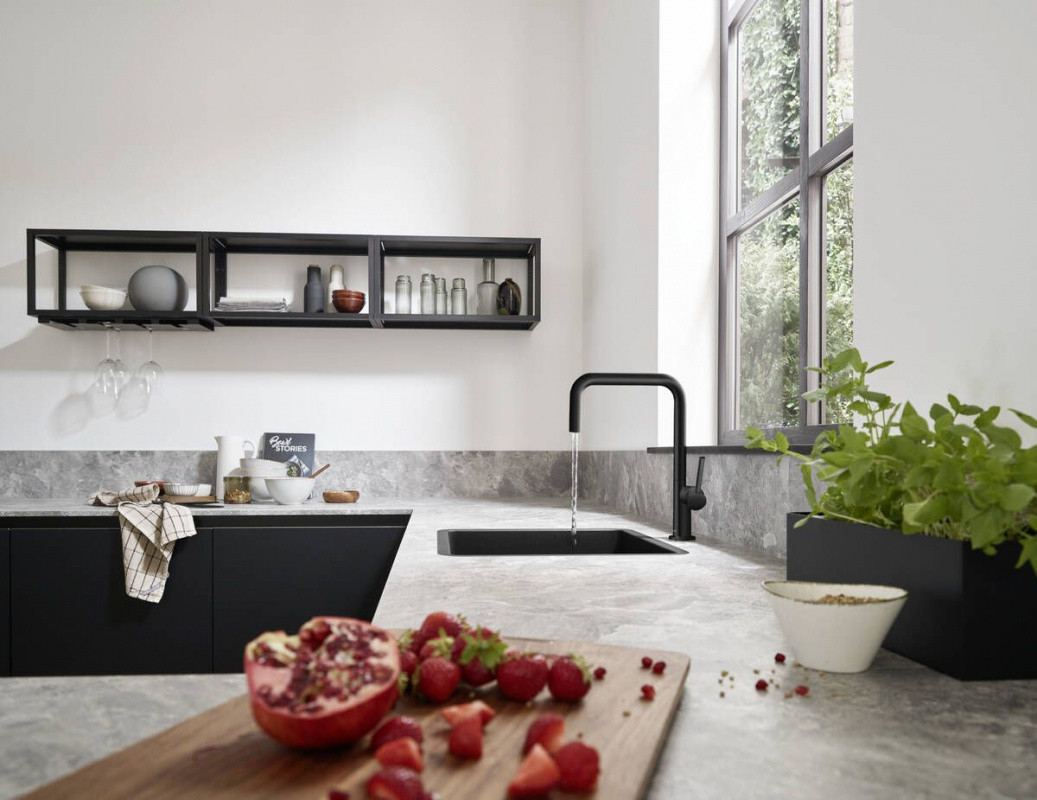 Hansgrohe S51 Zlewozmywak granitowy jednokomorowy 50x45 cm grafitowa czerń 43431170