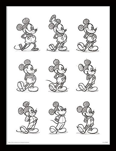 Pyramid International fp11131p-PL Mickey Mouse (sketched Multi) druk gerahmter czyli RAP płyty MDF, wielokolorowa, 44 x 33 x 4 cm, 250 GSM FP11131P-PL