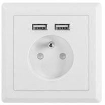 LANBERG Gniazdo podtynkowe 230V pojedyncze + 2x USB 2.1A francuskie AC-WS01-USB2-E
