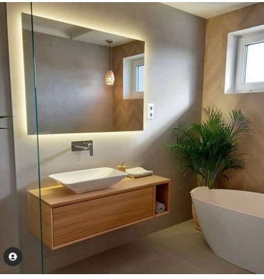 Łukasz Ochwat Alfaram Lustro prostokątne do łazienki z podświetleniem LED, Lustro prostokątne : 80x120