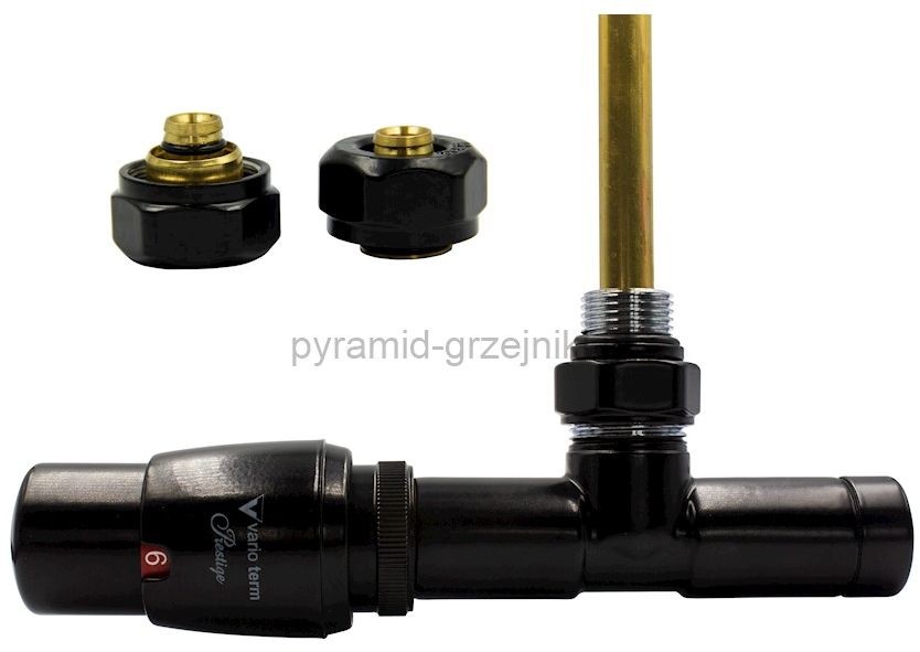 Varioterm Zawór termostatyczny UNICO ze złączką Pex/Cu - czarny mat pex 16 mm lewy UGS0224CFK/L(Pex)