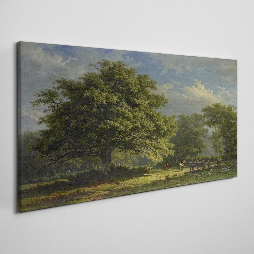 PL Coloray Obraz na Płótnie Nowoczesny las niebo koń 140x70cm
