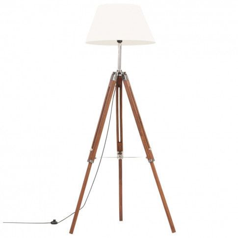 Brązowo-biała lampa stojąca z regulacją wysokości - EX199 N7-R98