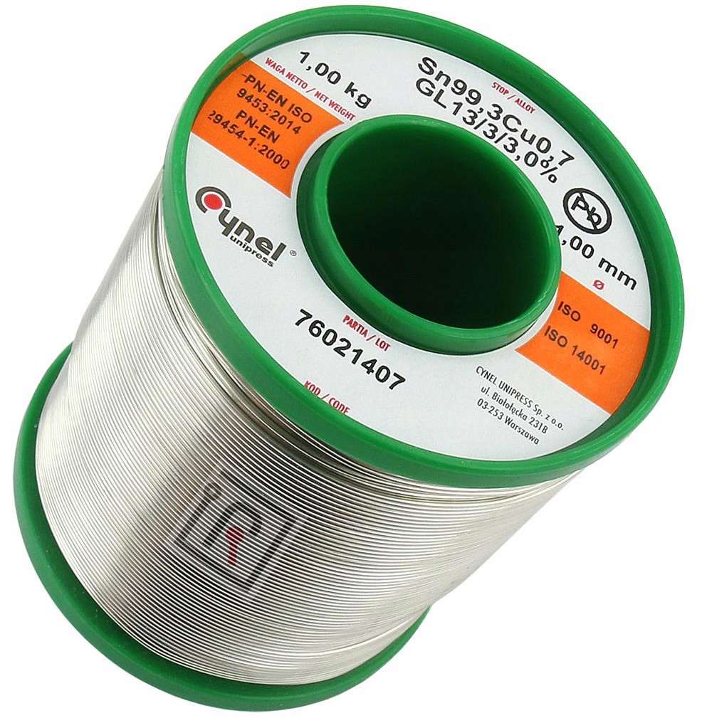 Cyna Bezołowiowa Sn99,3Cu0,7 Aluminium Miedź 1mm