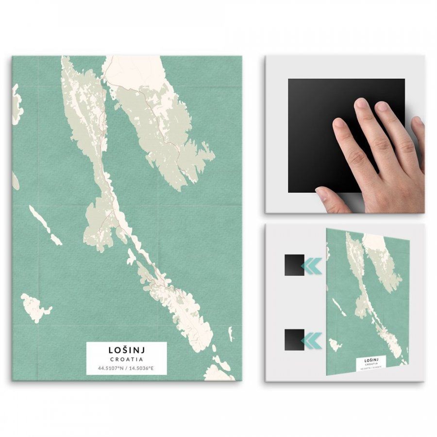 Pix4home Plakat metalowy Mapa Vintage Lošinj L POS-L-03865