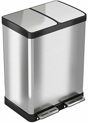iTouchless Soft StepStainless Steel Step Trash Can Pedal Kitchen Trash Can Perfect for Office, Home and Kitchen, 60 l