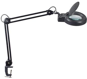 MAUL Lampka LED z lupą na biurko MAULviso, 6W, mocowana zaciskiem, czarna M8263490