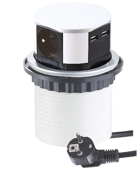 Tetra Box Gniazdo meblowe wpust 3x230V / 2xUSB