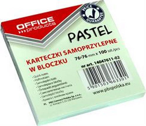Office products Karteczki samop. 76x76 past. Zielo