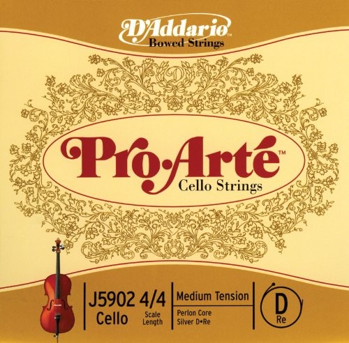 DAddario J5902-4/4M Pro Arte Cello pojedyncza struna 'D' srebrna 4/4 średnia J5902 4/4M