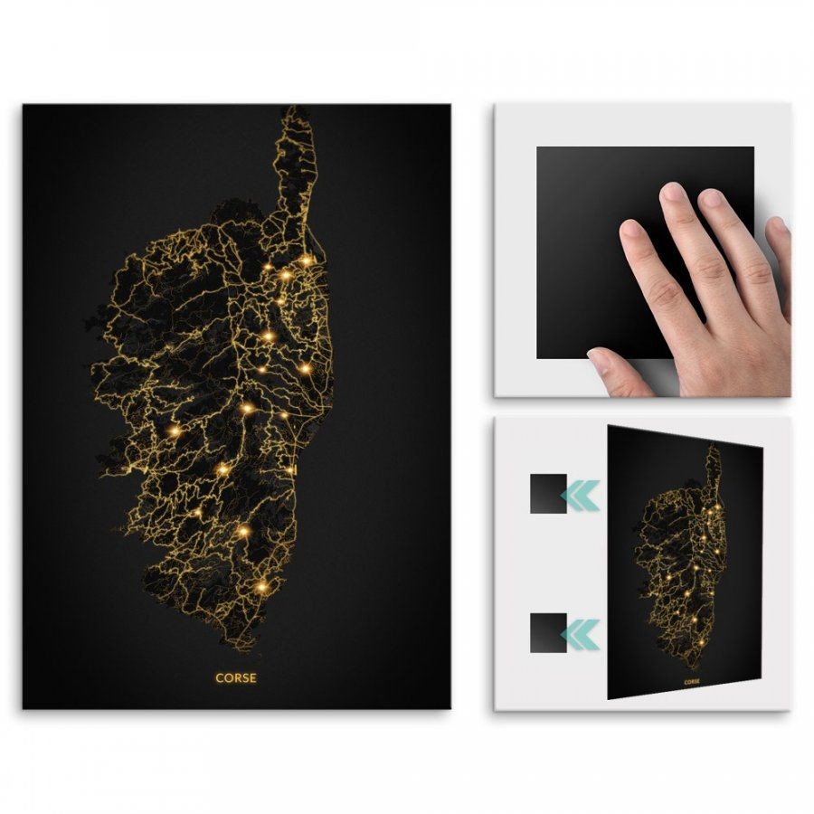 Pix4home Plakat metalowy Mapa City Lights Korsyka M POS-M-03740