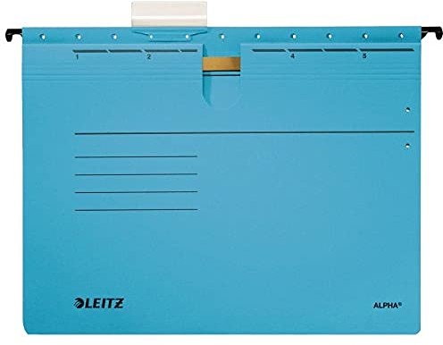 Leitz Alpha 19843035 skoroszyt wiszący, karton kolorowy, 5 sztuk, niebieski 19843035