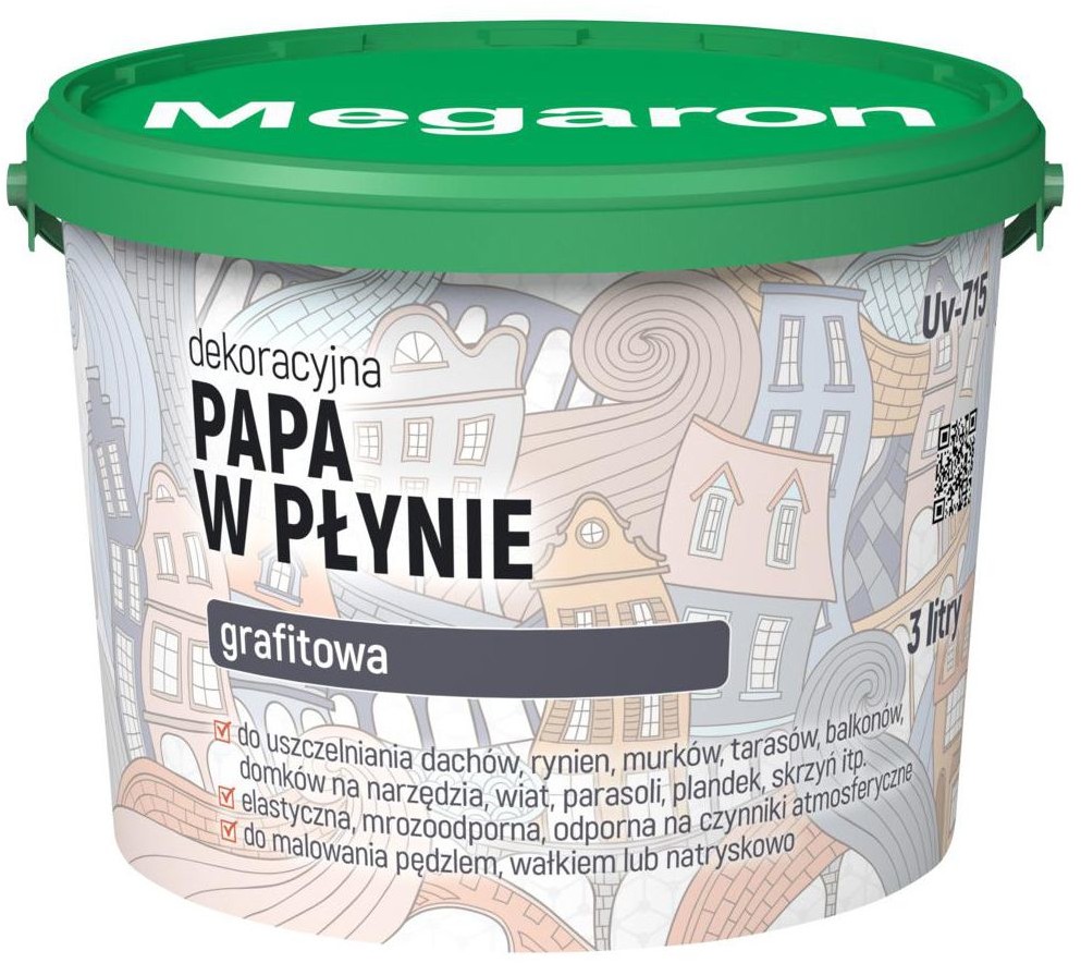 MEGARON Dekoracyjna papa w płynie UV 715 Grafitowa 3l. MEGARON