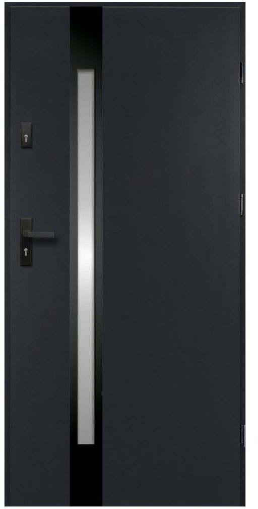 OK DOORS TRENDLINE Drzwi zewnętrzne stalowe Adriana 3 czarno-antracytowe 80 prawe OK Doors Trendline