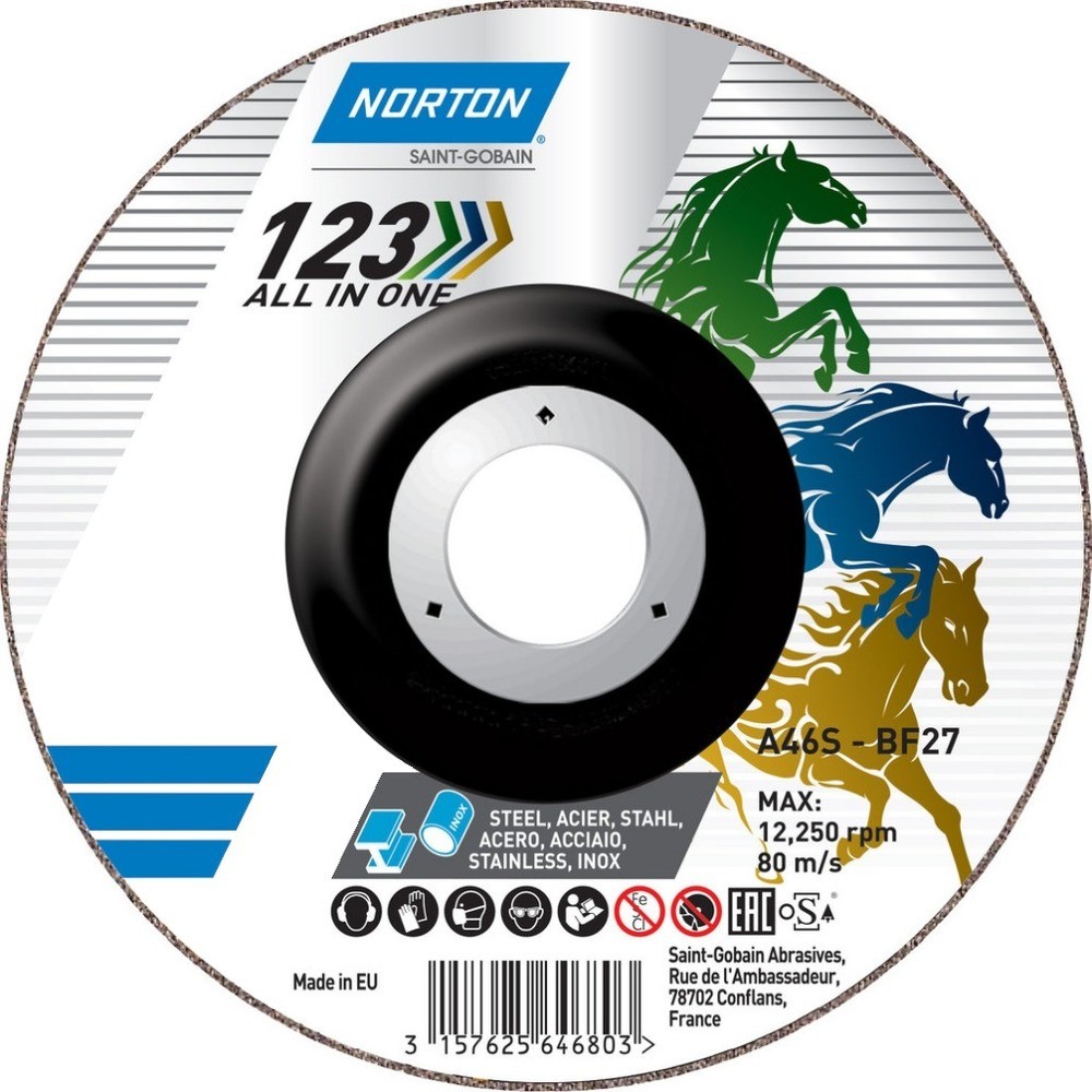 NORTON Tarcza ścierna do metalu 1-2-3 A46S 125 mm 66252921592
