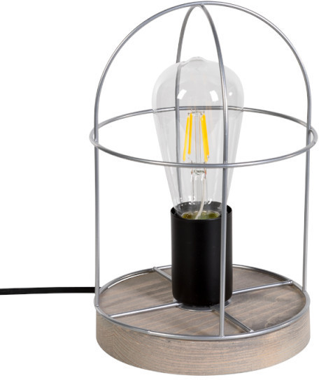 Britop Druciana  stojąca NETUNO 88759157 stołowa LAMPA metalowa srebrna drewno 88759157