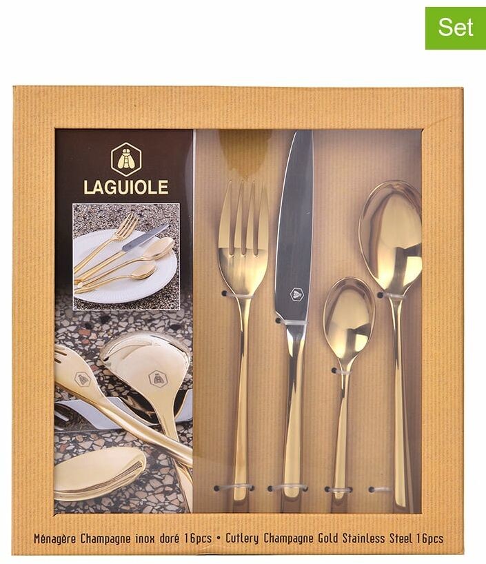 Laguiole Laguiole 16-częsciowy zestaw sztućców w kolorze złotym