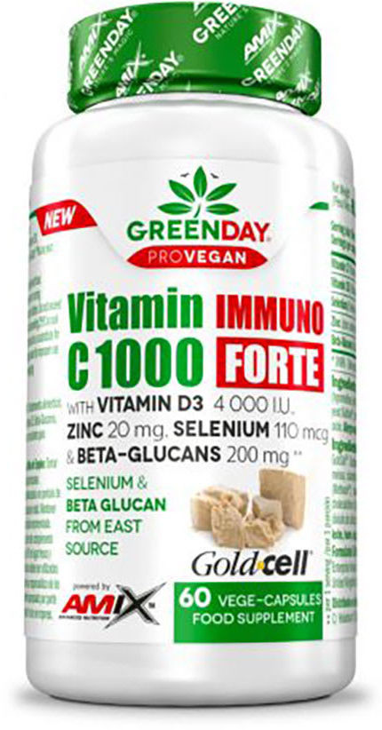 Witamina C 1000 + Witamina D + Cynk + Selen + Beta Glukan - Amix GreenDay ProVegan (Vit. C Immuno Forte)