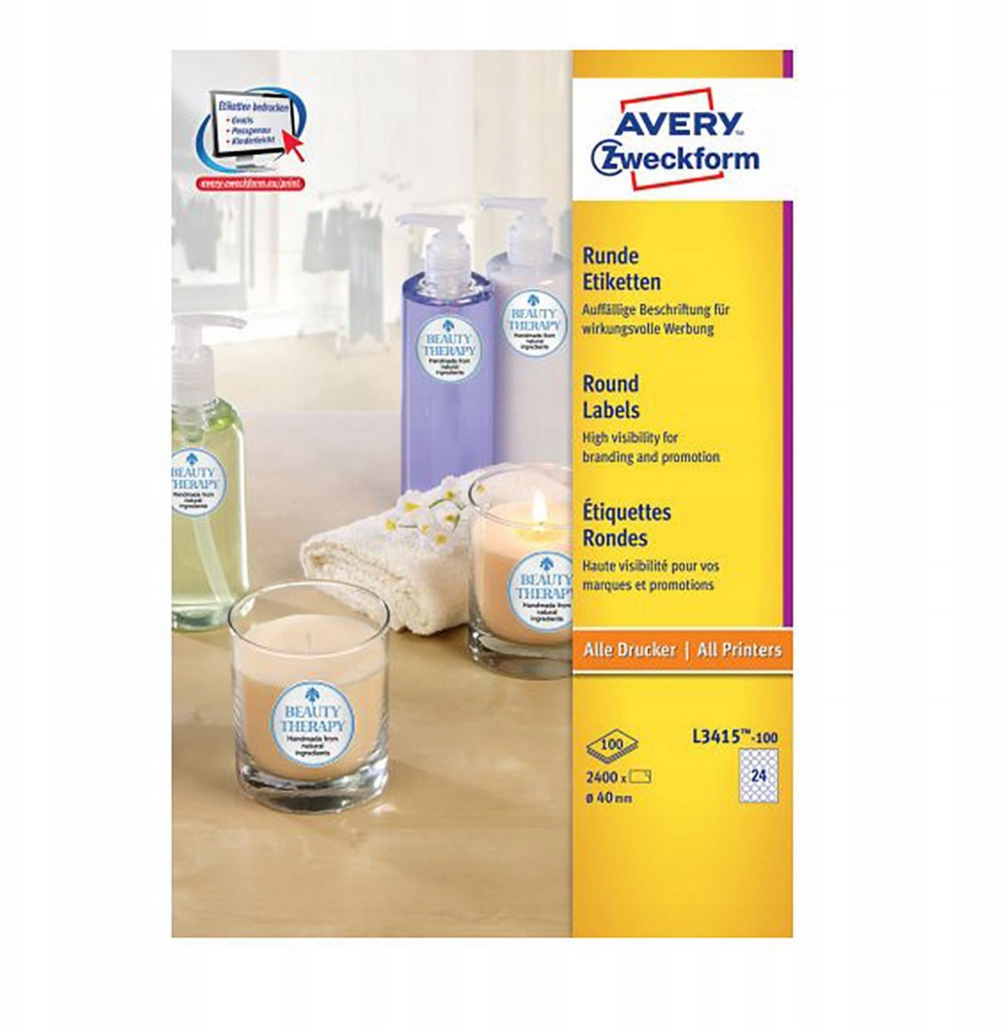 Avery Etykiety okrągłe Zweckform L3415-100 białe