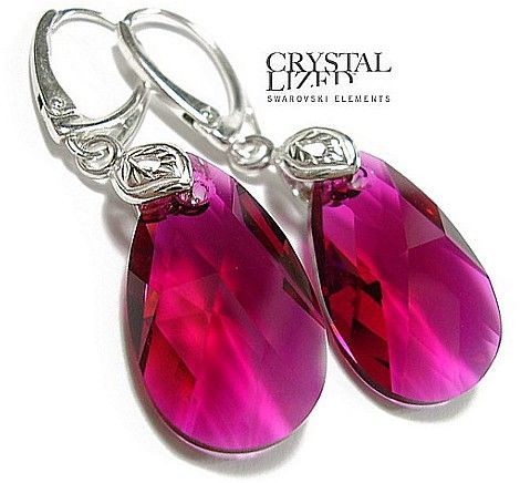 Swarovski KOLCZYKI SREBRO - 22 mm - Ruby