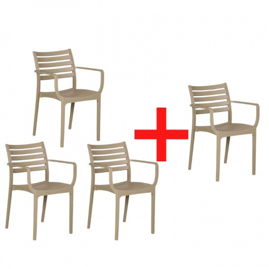 B2B Partner Krzesło ogrodowe SLENDER, beżowy, 3+1 GRATIS 488010