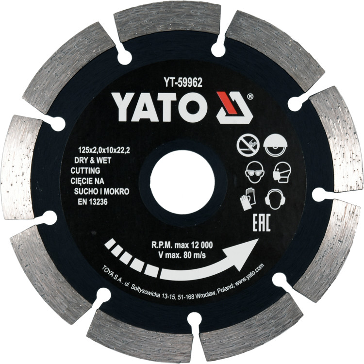 Yato TARCZA DIAMENTOWA 125MM SEGMENTOWA Z WYSOKIM SEGMENTEM YT-59962 ZYSKAJ RABAT 30 ZŁ YT-59962