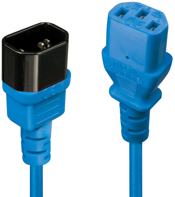 Lindy Lindy 30472 Przedłużacz zasilający IEC C14 IEC C13 niebieski 2m LY-30472